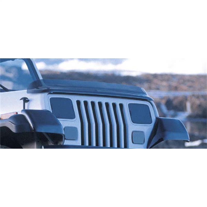 Jeep Wrangler Hood Deflector - Rugged Ridge - Wraparound, Smoked Acrylic - Smoke - `87-`06
